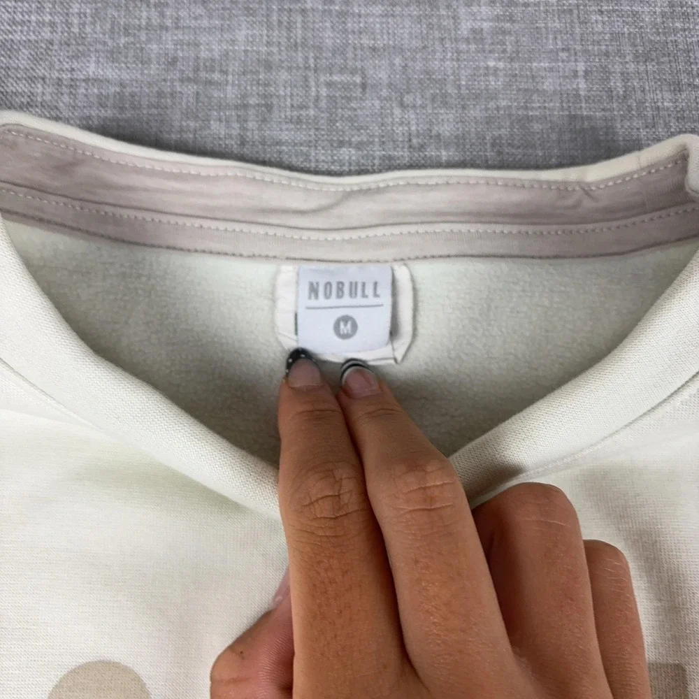 NOBULL Sweatshirt Womens Medium White Crewneck Fleece Pullover Logo Graphic - Picture 2 of 10